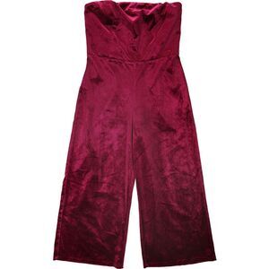 Lucy Paris Womens Strapless Velvet Jumpsuit, Purple, NWT